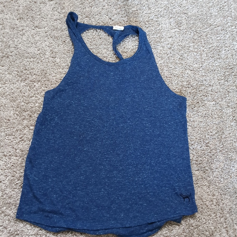PINK Victoria's Secret Tank Top Womens Small Blue Excellent‎ Keyhole Racerback